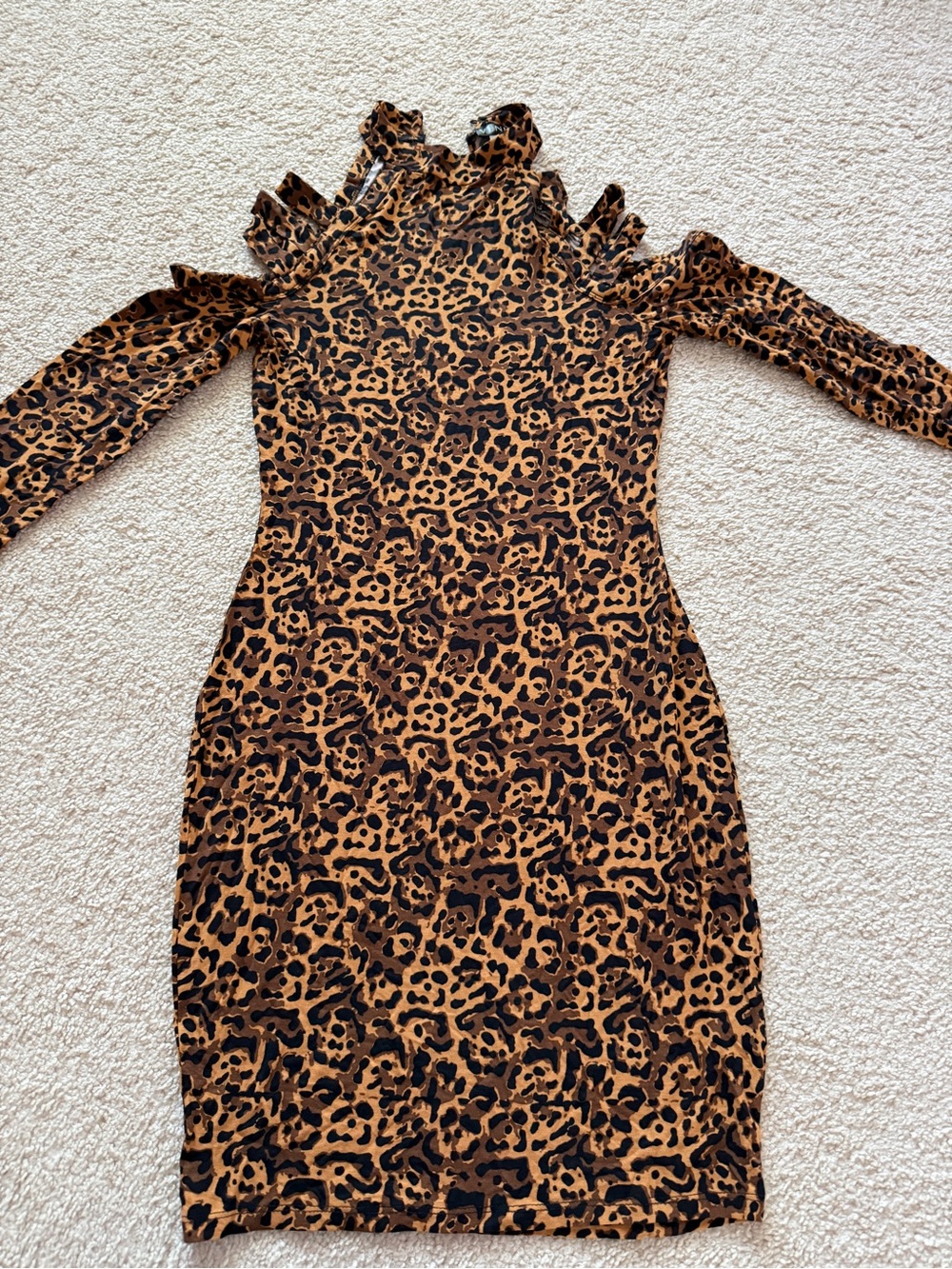 VENUS Leopard-Print Long Sleeve Bodycon Dress - Brown & Black